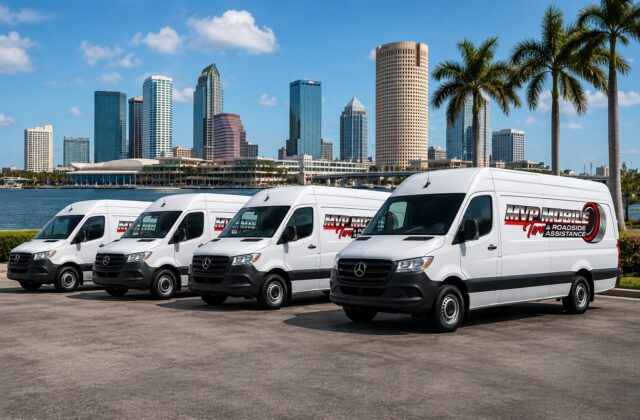 MVP Mobile Tire Shop and Roadside Assistance fleet vans in Tampa, FL
